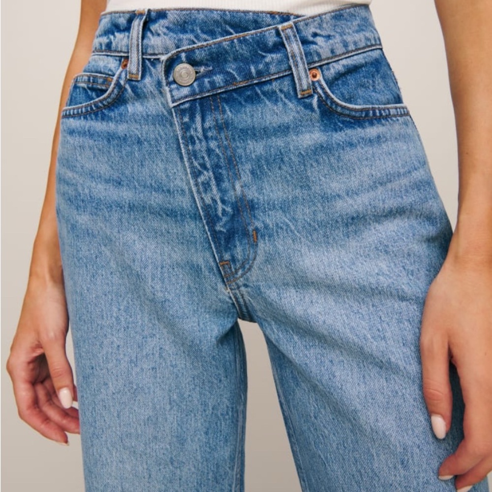 Reformation Gemma High Rise Crossover Wide Leg Jeans size 24